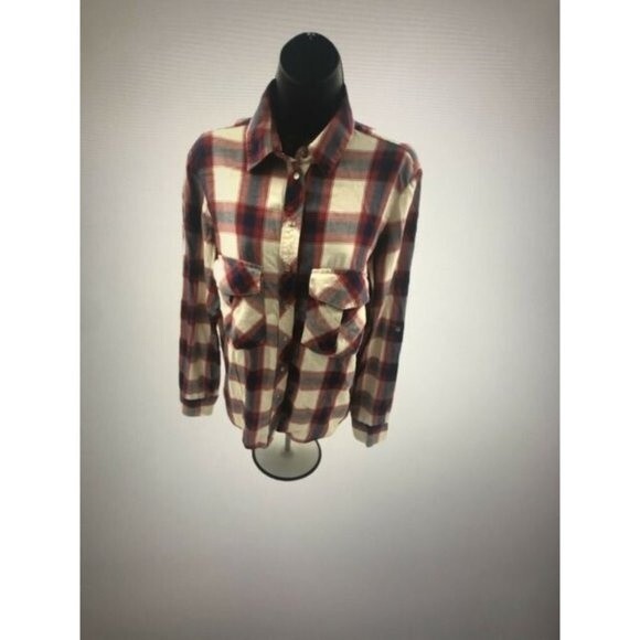 Zara Woman Premium Plaid Cotton Collard long sleeve button up Shirt Medium - Picture 1 of 4